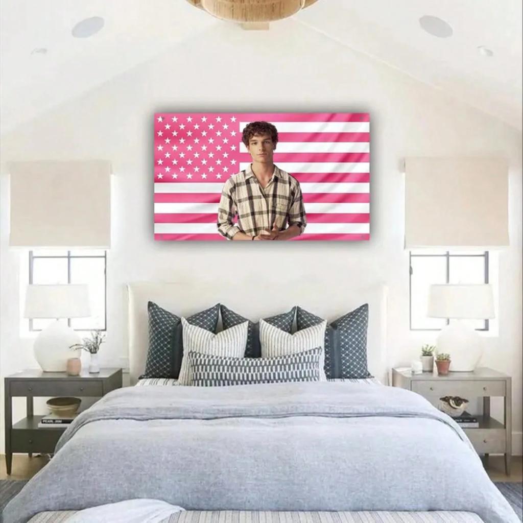 Mason Thames Pink Flag Tapestry Girl Killer Cute Actor Poster Fraternity Dorm Decor Flat Print