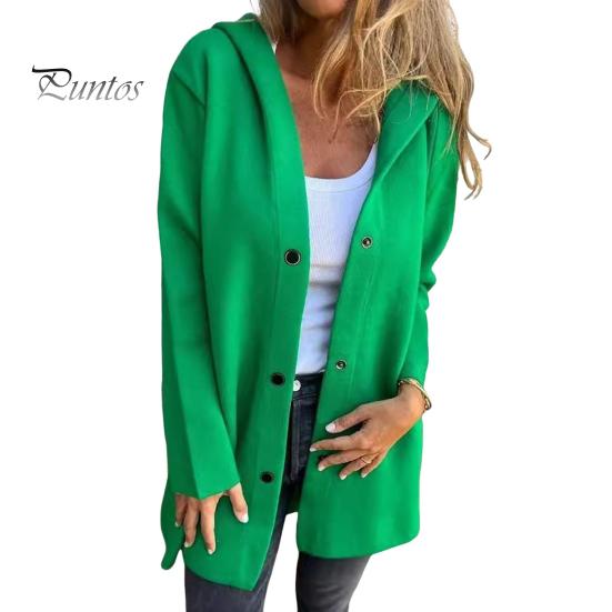 

Осень-зима Женское пальто с капюшоном на пуговицах Однотонное толстое карманное свободное пальто средней длины для активного отдыха на природе Путешествия Шопинг Свидания Пальто M зелёный