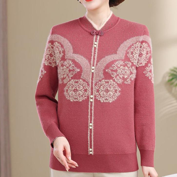 

Осень Зима Женский Свитер из Норкового Флиса Свободный Большого Размера Шерстяной Свитер Вышитый Пуловер Флис Утепленные Вязаные Топы S коралловый