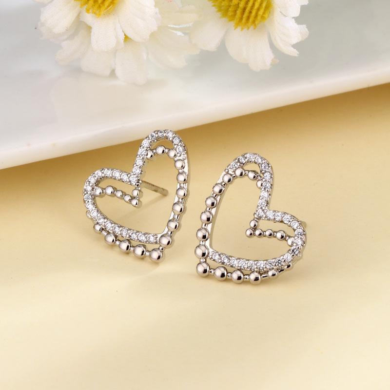 Korean Heart Stud Earrings: Elegant & Versatile Women's Design 2023