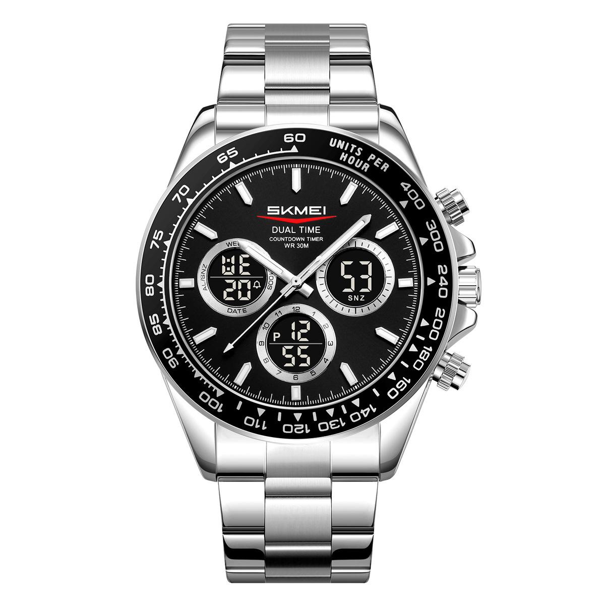 

Watch Men s Stainless Steel with Three-eye Timing Business Waterproof Multifunctional Electronic Watch Merchant