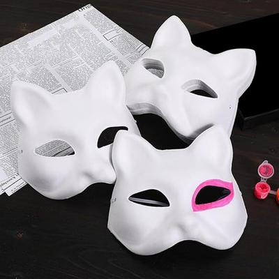 Katzenmaske Handbemalte Katzenparty-Maske DIY-Set mit Verstellbaren Bändern Personalisierte Cosplay-Maske für Halloween-Tanzpartys