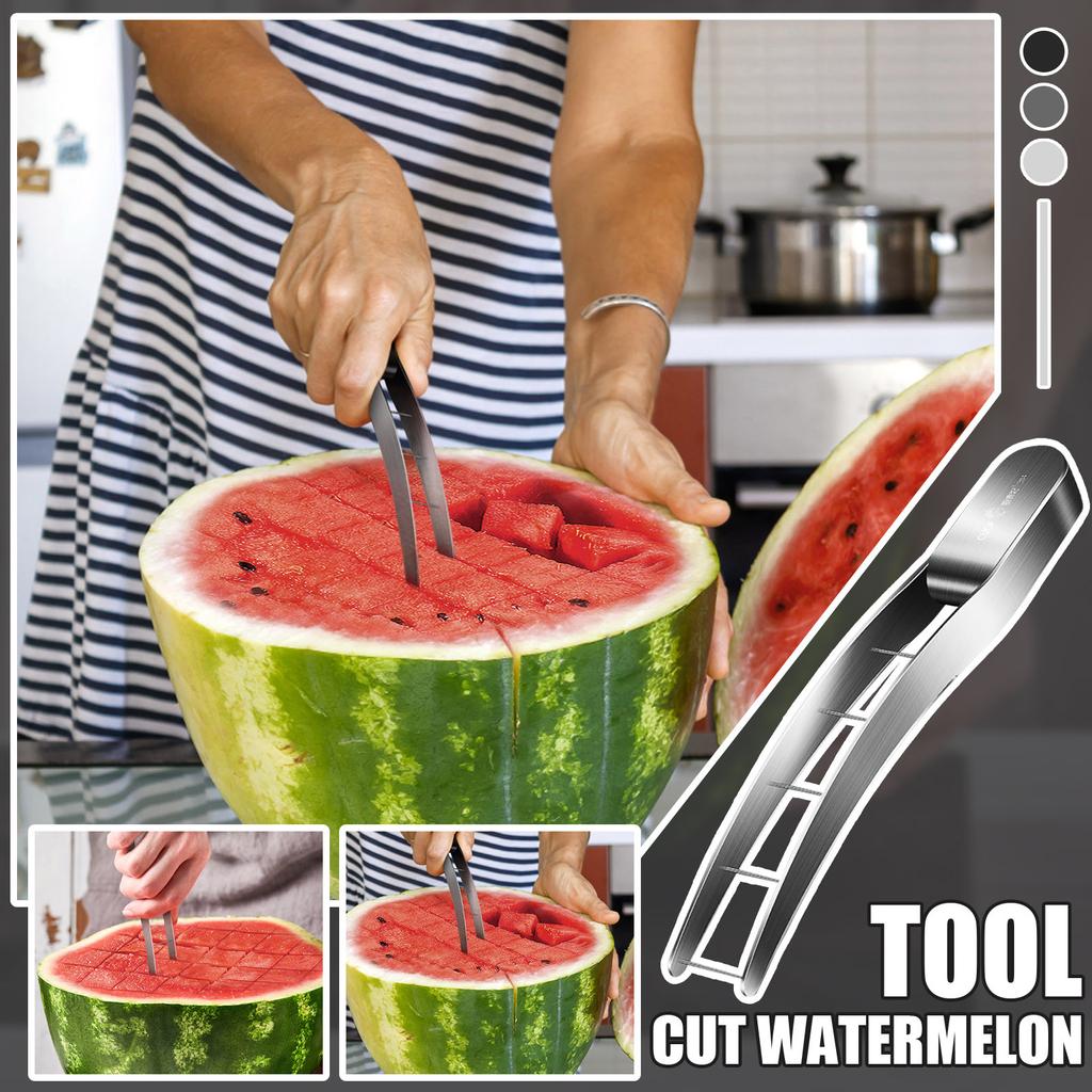 Watermelon Cutter, Melon Cutter Made Of Stainless Steel, Ergonomic Watermelon Block Cutter, Quick Safe Watermelon Cutting