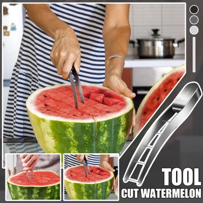 Wassermelonenschneider, Melonenschneider aus Edelstahl, Ergonomischer Wassermelonenblockschneider, Schnelles sicheres Wassermelonenschneiden