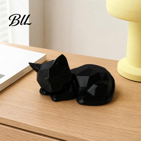 Smooth Surface Cat Model 3D Printed Sleeping Figurines, Geometric Statue, Minimalist Cute Fine Craftsmanship Figurine Art Crafts Decoration