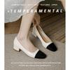 Xiaoxiangfeng single shoes 2025 color matching versatile light mouth spring women's shoes new thick heel low heel Korean version grandma shoes