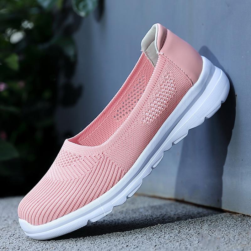 Herbstschuhe für Mütter mittleren Alters und ältere Mütter, Damen-Freizeitschuhe aus gewebtem Mesh-Stoff, Atmungsaktive Sportschuhe, Einschlupfschuhe für ältere Menschen