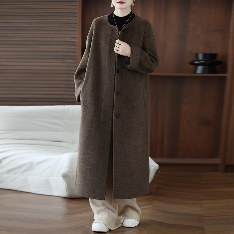 100% Wool Women Coat MODERN NEW SAGA Autumn Wool Long Coat Handmade Pea Coat Winter Warm Wool Long Jacket Overcoat