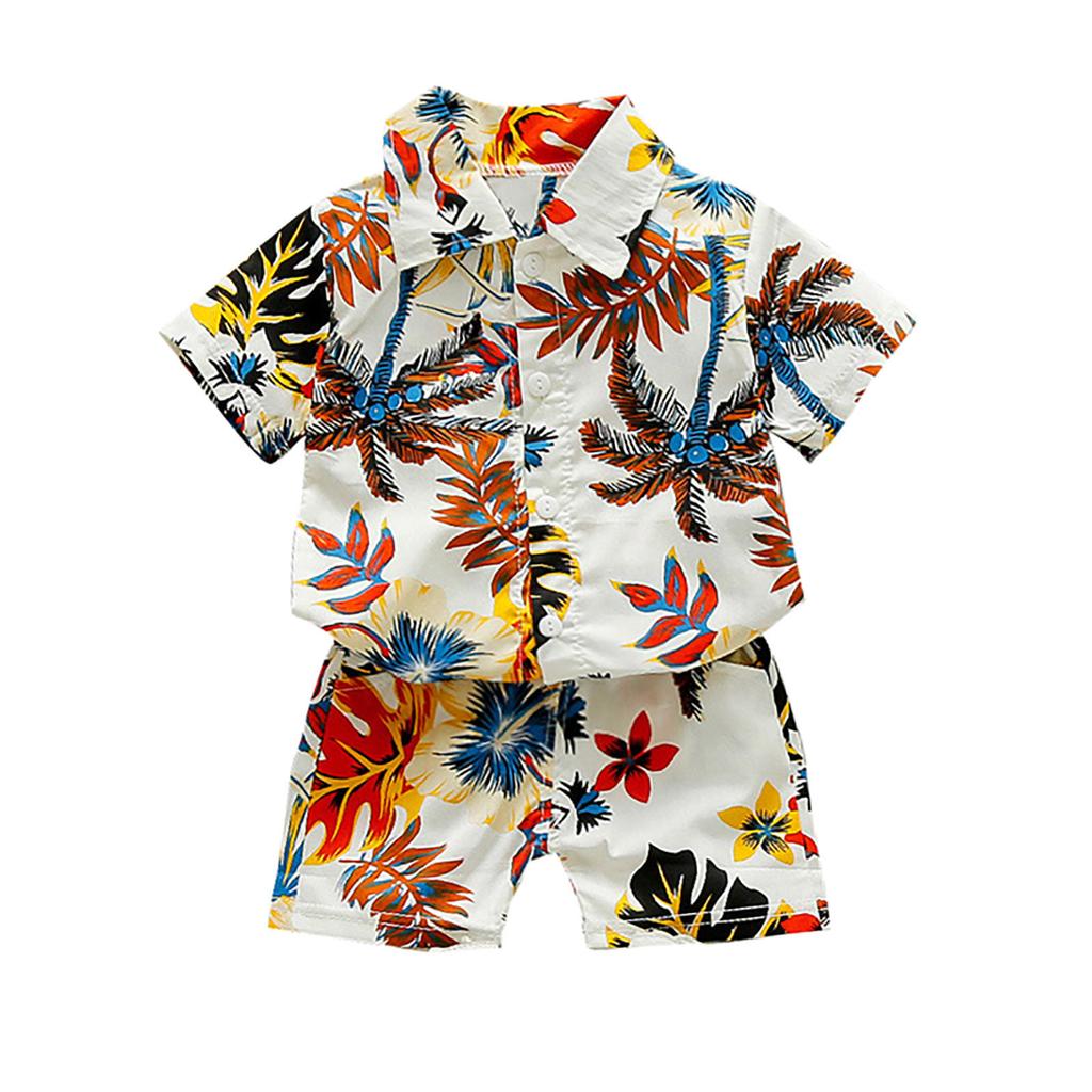 Children's Floral Print Clothing Short-sleeved T-shirt And Shorts Beachwear