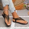 Xiansimei Women'S Bohemian Style Adjustable Ankle Strap Flat Sandals | Open Toe with Beaded Cross Straps, Summer Beach Party Shoes