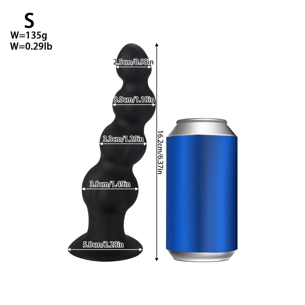 Liquid Silicone Anal Beads for Men & Women - Flexible Textured Butt Plug, Stretching Trainer Kit, Adult Sex Toys