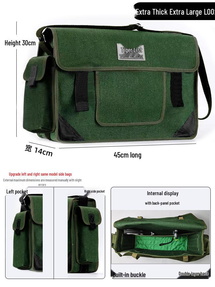 Electrician's Wear-Resistant Canvas Crossbody Tool Bag