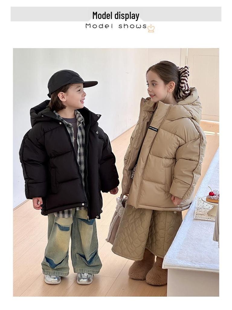 2025 Winter Kids' Thick Cotton-Padded Jacket for Boys and Girls – Cozy Bread Coat for Middle and Big Children