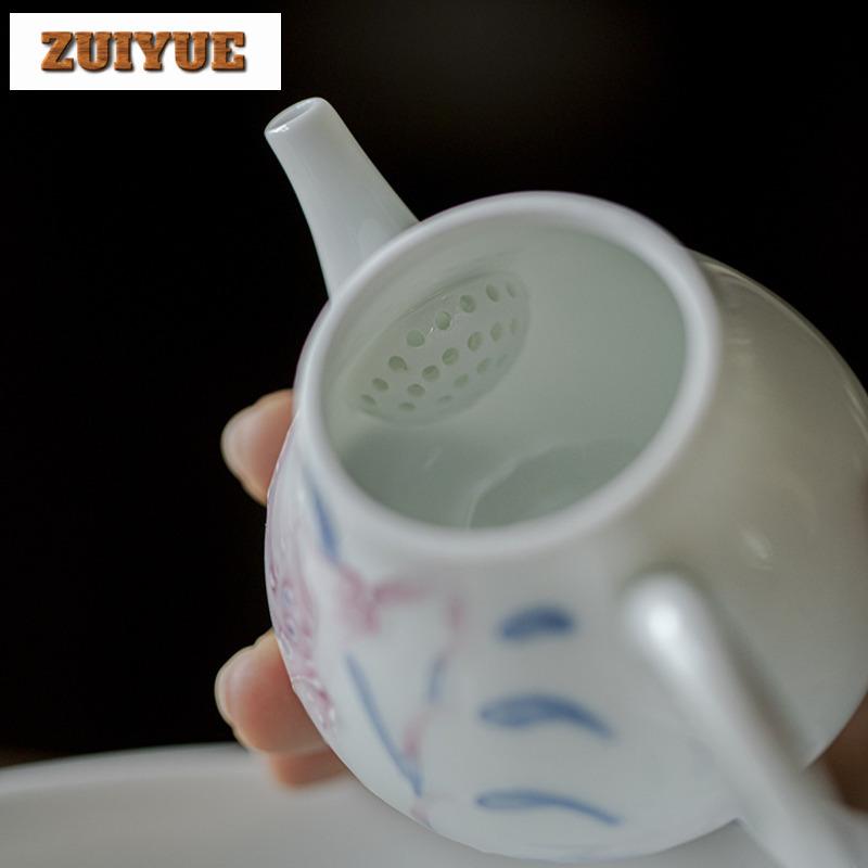 135ml Japanese Style Hand Drawn Lily Flower Teapot Traditional Tea Infuser Pot Tea Maker Kettle With Ball Hole Cha Gift Supplies