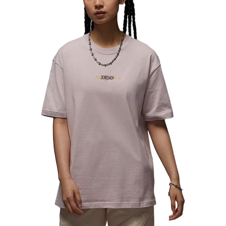 Jordan Oversized Fashion Retro Football Comfortable Short Sleeve T-Shirt Women Tops Gray Purple IF0380019