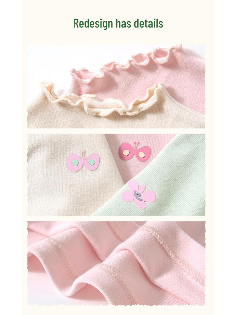 Tongbei 2025 Winter Girls' Cute Lace Collar T-shirt - Korean Style