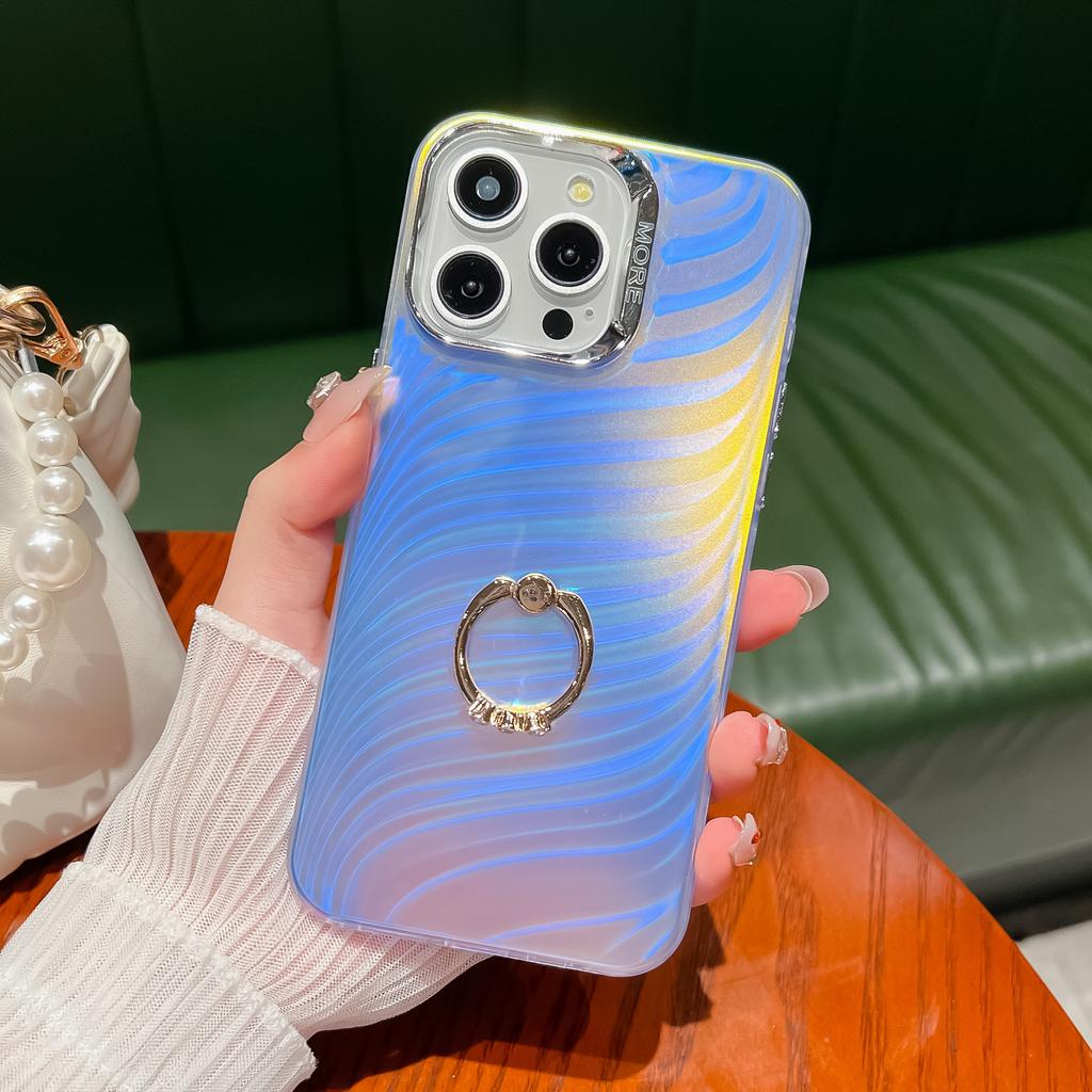 Dla iPhone 15 Pro IMD Elektroplaterowane Etui na Telefon Ring Kickstand Matowe PC+TPU Pokrowiec