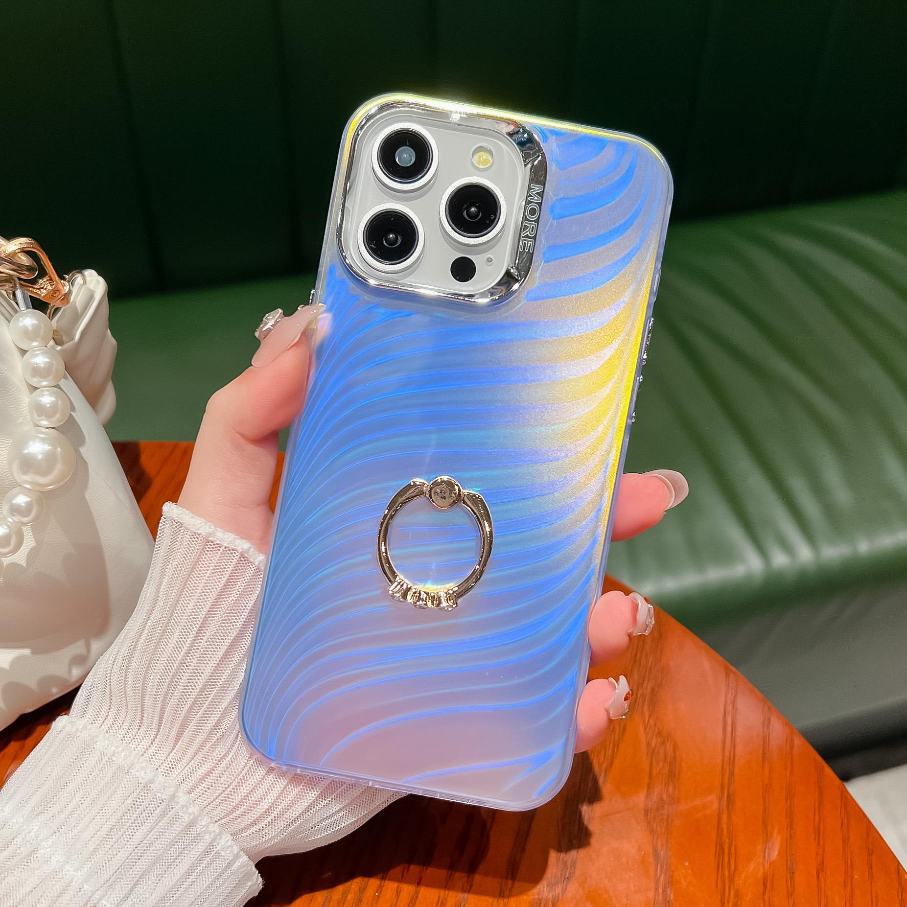 

Для iPhone 15 Pro IMD Гальванизированный Чехол для Телефона Кольцо Подставка Матовый PC+TPU Чехол AR6