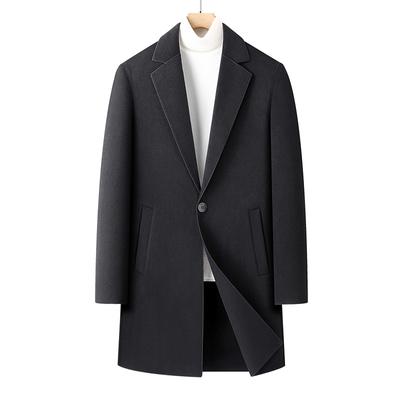 Autumn and Winter New Double-sided Woolen Coat Trench Coat Men's Medium and Long Fashion Casual Single-breasted Youth Wool Coat Coat