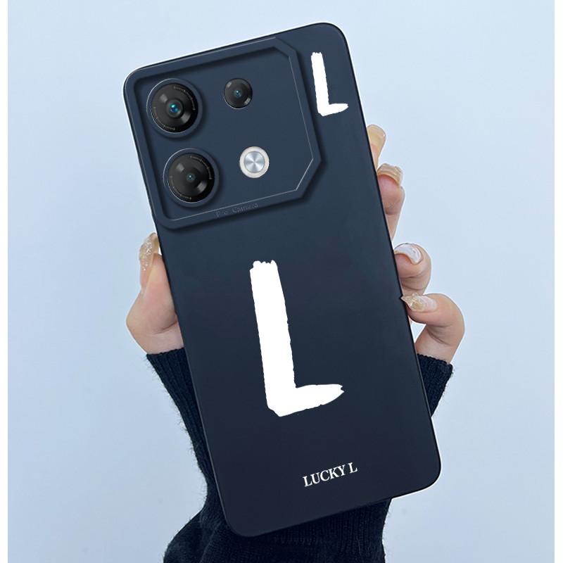 For Infinix GT 10 Pro X6739 Phone Case Lucky Initial Letter Matte Soft Silicone Shell For InfinixGT 10Pro GT10 Pro Cover Casing