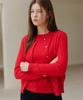 JE NE SAIS QUOI [100% Cashmere] Signature Crew Neck Cashmere Cardigan_ Red