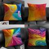 Rainbow Color Luxury Cushion Cover Natural Linen Organic Fabric DoubleSided Printing Sofa Home Decor Gift Pillow Case