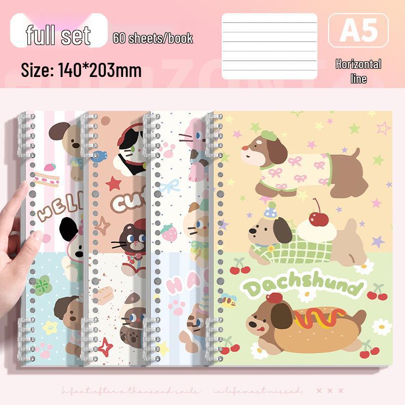 Öğrenci Özel A5 Spiral Ciltli Sevimli Hayvan Desenli Çıkarılabilir Sayfalı Defter