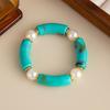 Women Elastic Resin Bead Bracelet Artistic Marbled Comfort Fit Fashion Statement Bracelet Suitable for Various Event