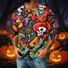 Men's Casual Raglan Three-Quarter Sleeve Shirt Halloween Print