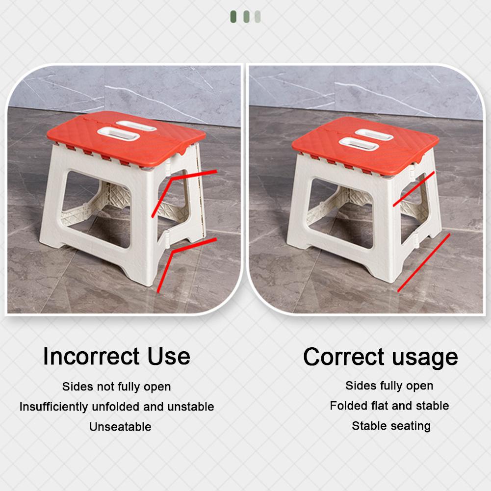 Portable Folding Stool Lightweight Foldable Stool with Handle Camping Stool Supports Up To 441LBS for Kitchen Bathroom Bedroom