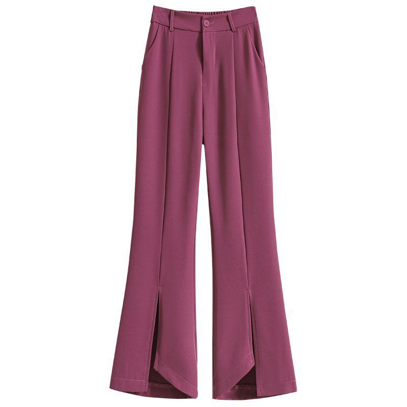 High-Waisted Summer Ice Silk Flare Pants - Women s Slim-Fit, Nine-Point, Split Micro-Flare Design S (Below 90 Jin) Waist 60cm