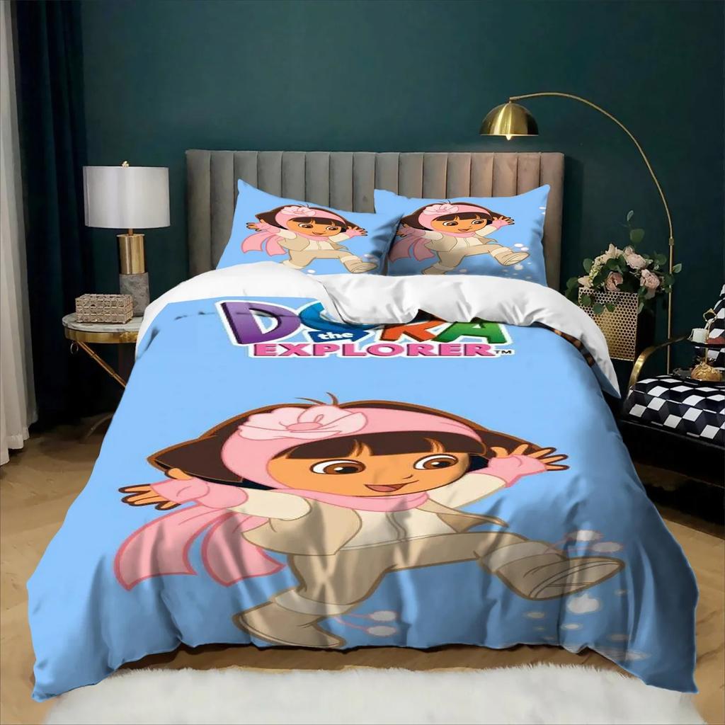 Cartoon Cute D-Dora Bedding Set 3Pcs Anime Duvet Cover Set 3D Digital Print For Girls Kids Boy Girl Bed Home Textile