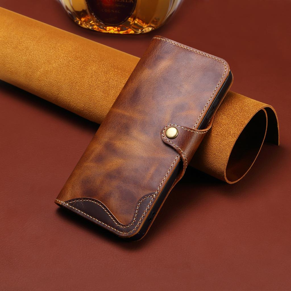 Oil Wax Leather Case for Samsung Galaxy S26 Ultra S25 Edge S24 Plus S23 Fe S22 S21 S20 Note20 Ultra Card Holder Hand Strap Cover