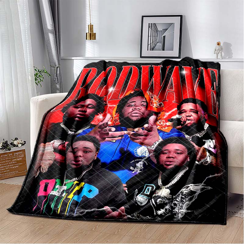 Hip Hop Rapper Blanket Rod Wave Flannel Blanket Soft Warm Throw Bedroom Decor Napping Couch Sofa Bed Chair Cover for Boys Girls