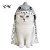 Pet Photography Props Funny Shark Cat Hat, Crocheted Hat with Braided Straps, Soft Cute Knitted for Cats Small Dogs Puppy Headwear