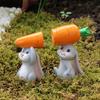 2Pcs/Set Colorful Cute  Easter Bunny Figurine Carrot-Carrying Bunny Statue  Tabletop Decor
