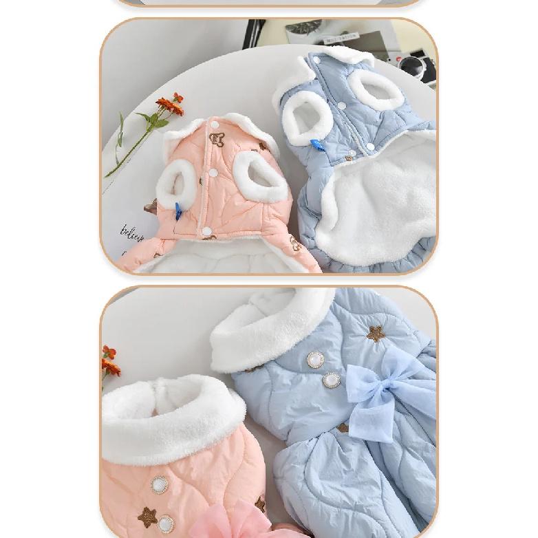 Fur Collar Luxury Designer Dog Clothes Toy Poodle Small Puppy Breed Dress Autumn Winter Warm Pet Sleeveless Sausage Cat Clothing