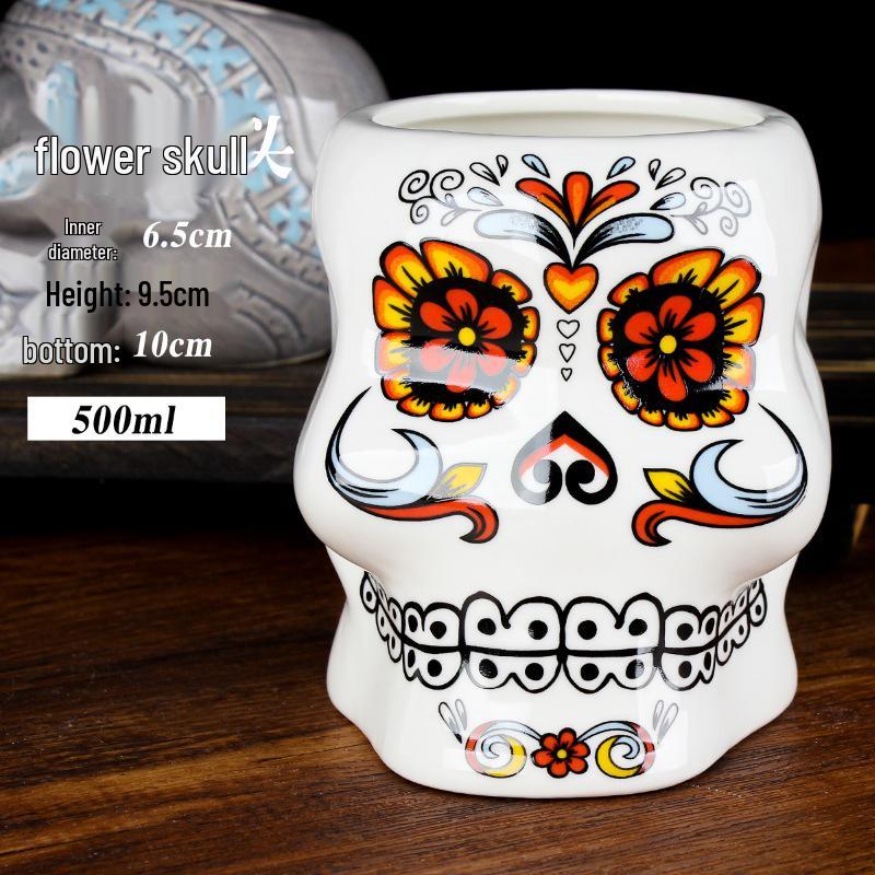 Hawaiian Tiki Zombie Skull Ceramic Cocktail Glass