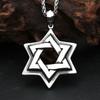 Punk Vintage Davidstern Anhänger Halskette für Herren Edelstahl Hip Hop Biker Sechszackiger Stern Halskette Schmuck Geschenk