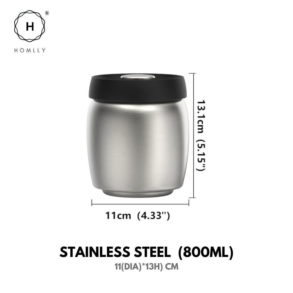 Homlly Luft Food Coffee Storage Vacuum Stainless Steel Canister Container with Airtight Lid (X2PCS)