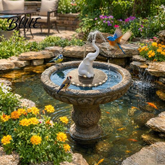 Automatic Floating Water Fountain Animal Statue Solar Fountain Bird Bath with LED Lights Powered Pond Pump for Garden Pool Backyard Decor