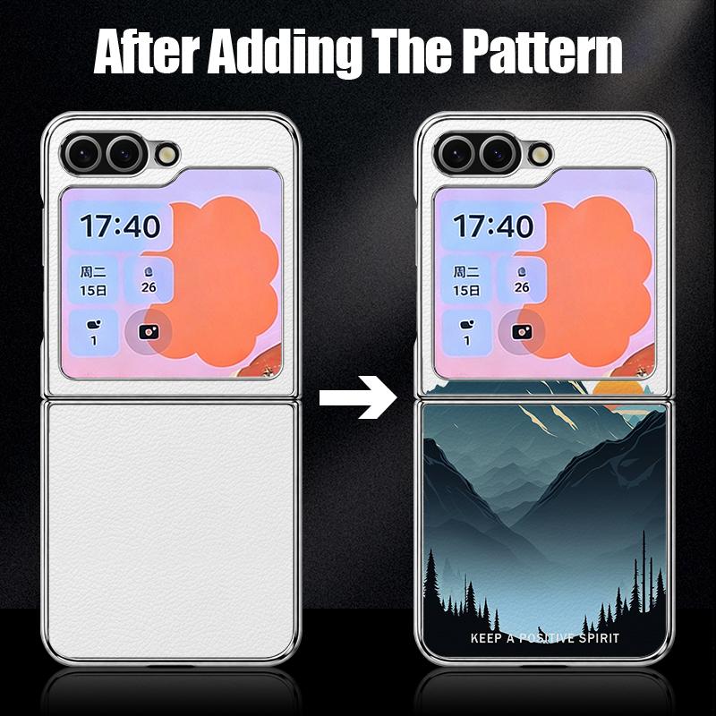 Mountain Landscape Case For Samsung Z Flip 8 7 6 5 Hybrid 3in1 Leather Skin Plating Frame Hard Folding Phone Cover For Galaxy Z Flip8 Flip7 Flip6