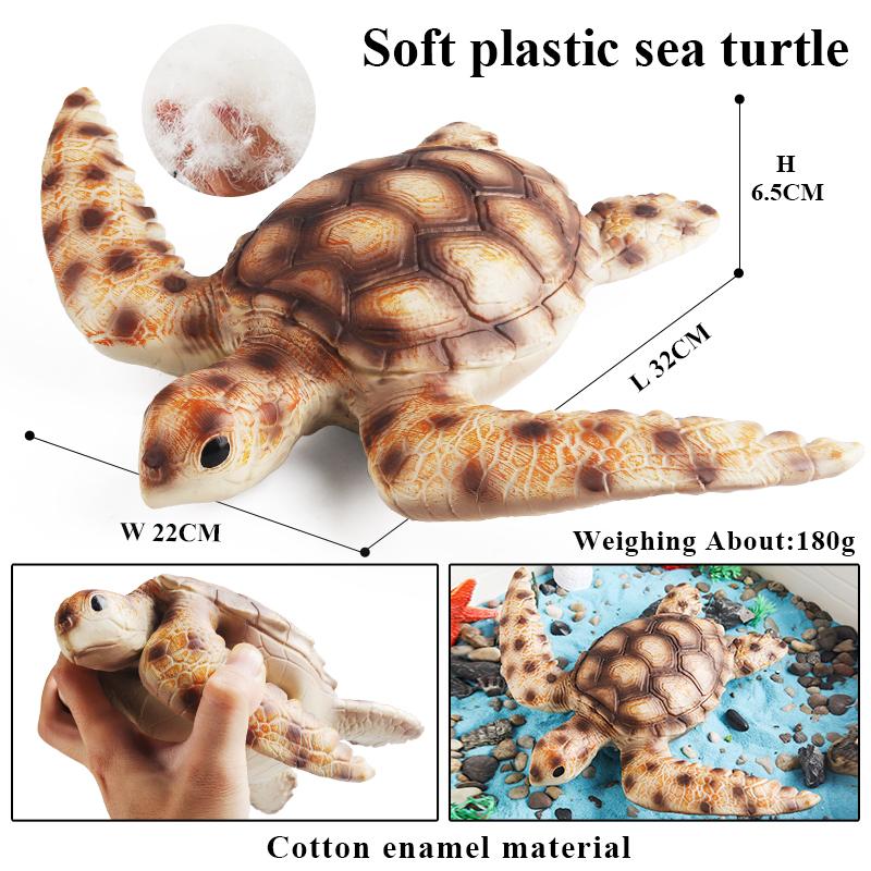 Oenux Ocean Animals Whale Shark Megalodon Crab Starfish Octopus Action Figures Soft Sea Life Model Educational Toy For Kids Gift