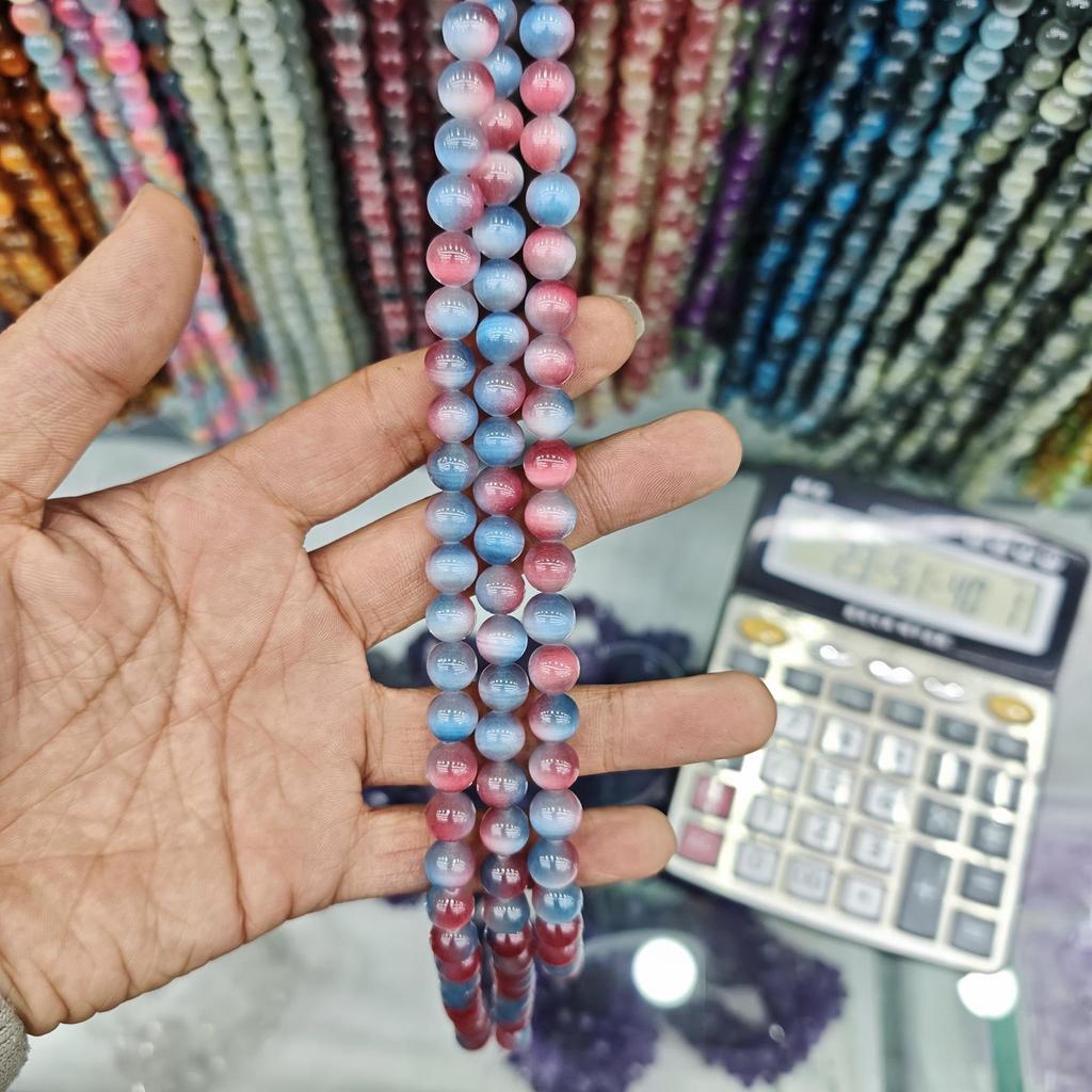 10mm Cat's Eye Stone Beads: Single, Double, Triple Color Options for DIY Jewelry Accessories.