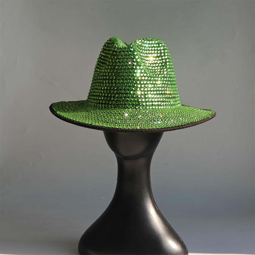 Blue/Beige Pearl Fedora Hat Bling Fedora Jazz Hats For Men And Women Handmade Advanced Fashion Outdoor Party Stage Hat