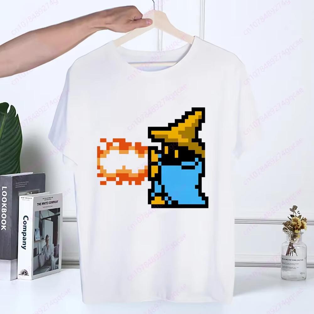 Final Fantasy Anime Shinra Schulmädchen T-Shirt Sommermode Herren T-Shirt Lässig Weiß Lustiger Cartoon-Druck Hip Hop Oberteile T-Shirt