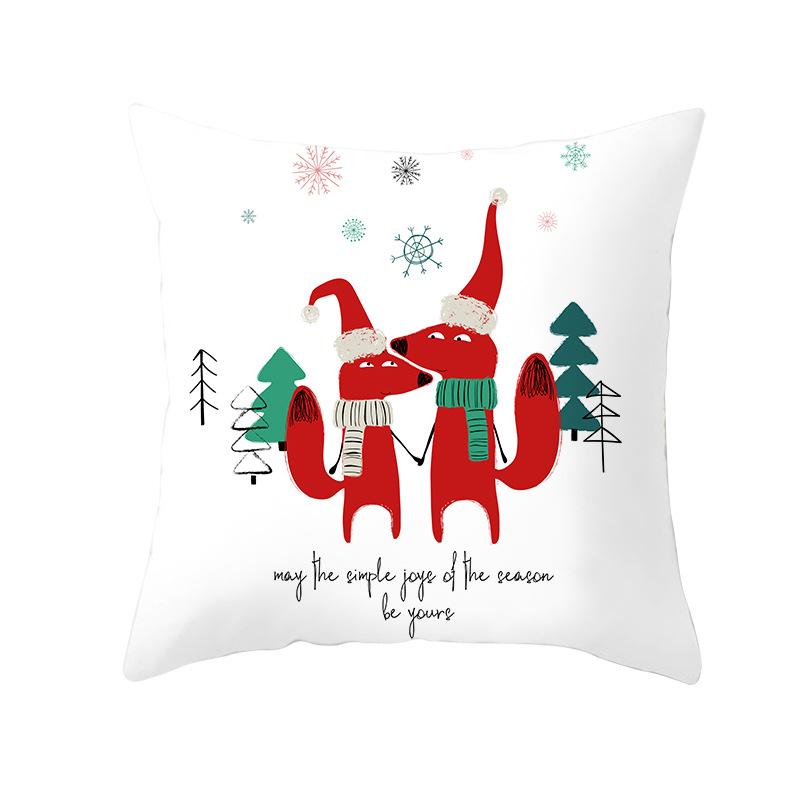 Cartoon Christmas Peach Skin Pillow Cover New Sofa Cushion Cover Square Cushion Pillow Cover