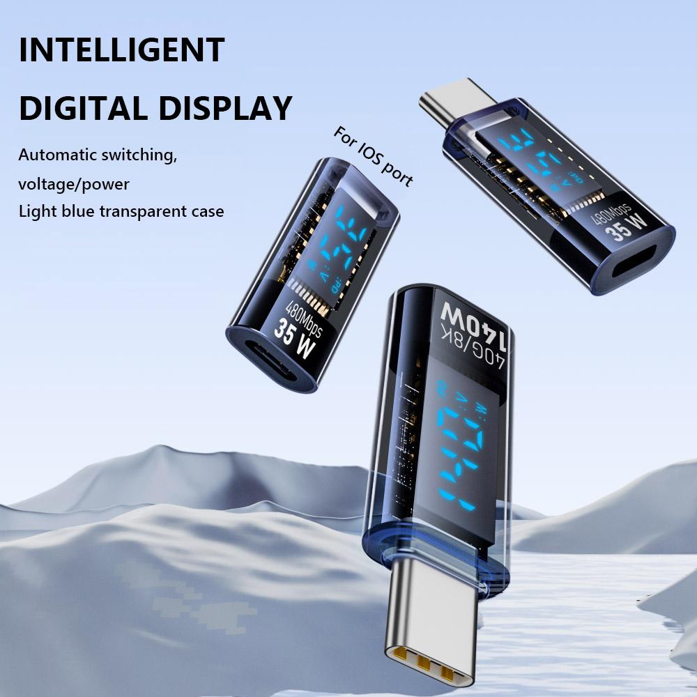 USB C Adapter PD140W LED Display USB C Extension Adapter USB4.0 40Gbps USB C Extender for iPhone 15 Series/iPad Air/Pro/MacBook