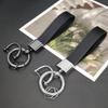 Custom Name Vintage Keychain Personalize Number PU Leather Keyring Car Logo Top-end Business Company Key Ring Chain Gift
