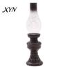 Smoked Glass Candle Holder Miniature Kerosene Lamp Resin Holder, Retro Oil Figurine with Broken Dot Shade & Carved Base, Tabletop Decor for
